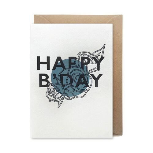 'Happy b'day' luxury letterpress printed birthday card