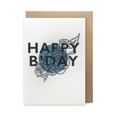 Tarjeta de cumpleaños impresa en tipografía de lujo 'Happy b'day'