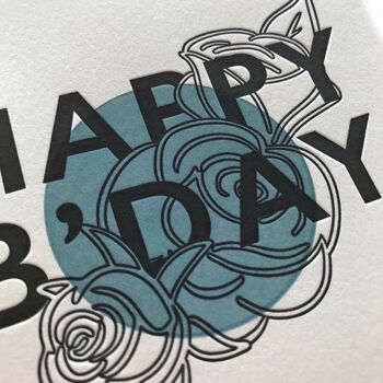 Carte d'anniversaire imprimée en typographie de luxe « Happy B'day » 2