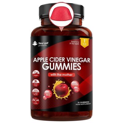 Apple Cider Vinegar Gummies Vegan with The Mother High Strength + Vitamin B12 Folate Pomegranate & Beetroot – Fresh Pure Unfiltered Vinegar