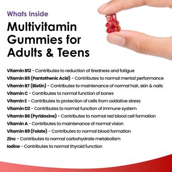 Gummies multivitaminés pour adultes et adolescents 16 vitamines et minéraux à croquer quotidiens essentiels sans sucre végétaliens 4