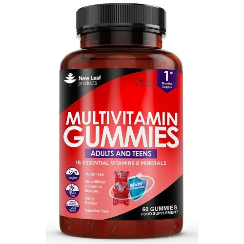 Multivitamin Gummies For Adults & Teens 16 Essential Daily Sugar Free Chewable Vitamins & Minerals Vegan