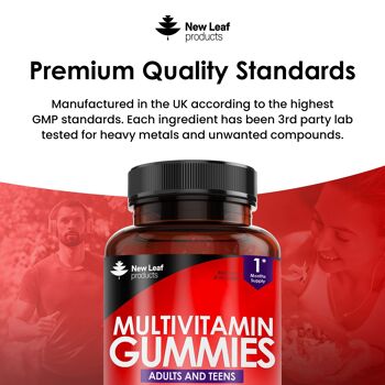 Gummies multivitaminés pour adultes et adolescents 16 vitamines et minéraux à croquer quotidiens essentiels sans sucre végétaliens 6