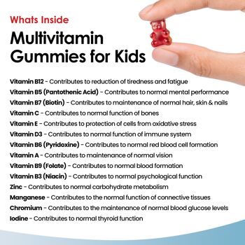 Multivitamines gélifiées pour enfants - Vitamines et minéraux essentiels à mâcher quotidiens Vegan (11 vitamines essentielles pour les enfants) 2