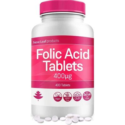 Ácido fólico 400 mcg Tabletas de vitamina B9 Suplementos de folato