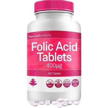 Acide folique 400 mcg Comprimés de vitamine B9 Suppléments de folate 1