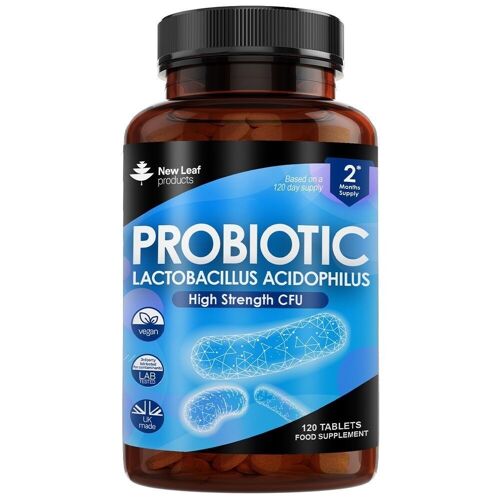 Probiotic Supplements Acidophilus Tablets - Digestive & Gut Health Supplements 120 Tablets