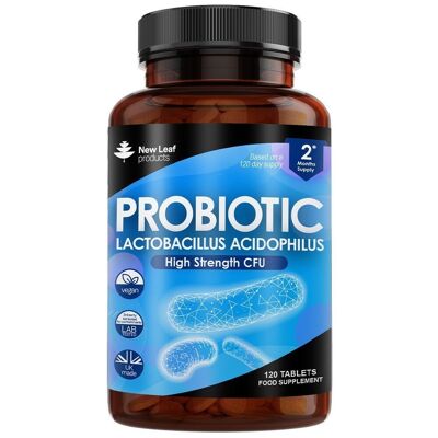 Suplementos probióticos Tabletas Acidophilus - Suplementos digestivos y de salud intestinal 120 tabletas