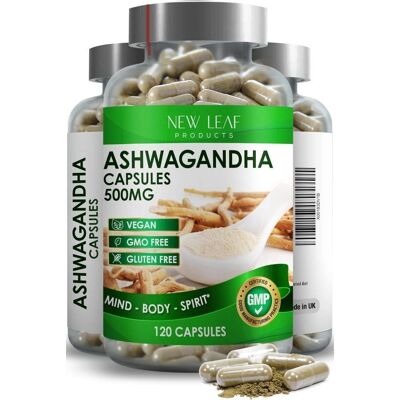 Cápsulas de Ashwagandha One A Day - 100% Natural Ayurveda - Polvo de raíz de Ashwagandha vegano por porción