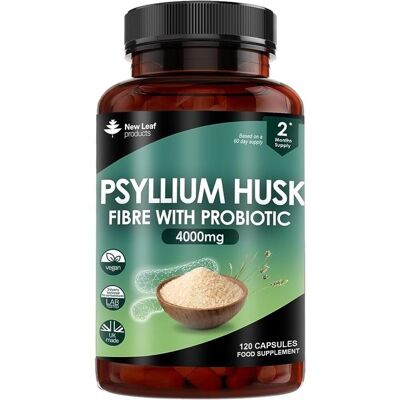 Supplément de fibres 4000 mg de cosse de psyllium avec probiotique - Haute résistance