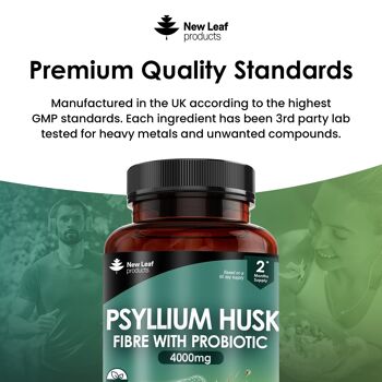 Supplément de fibres 4000 mg de cosse de psyllium avec probiotique - Haute résistance 5