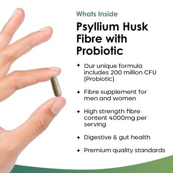 Supplément de fibres 4000 mg de cosse de psyllium avec probiotique - Haute résistance 2
