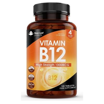Vitamin B12 Hochfeste Tabletten - 1000 mcg Veganes B12-Vitamin-Methylcobalamin-Ergänzungsmittel