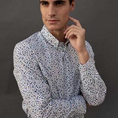 Camicia a maniche lunghe stampata bianca 3