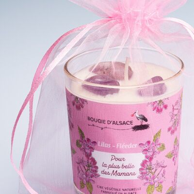Special Natural Mum Candle - Lilac - with lithotherapy stone - Amethyst