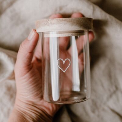 Mini storage jars heart white in a set of 6 (PU = 2 sets)