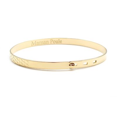 Women's gold-plated scales ribbon bangle - MAMAN POULE engraving