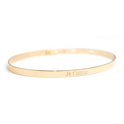 Bracciale rigido da donna con nastro placcato oro - incisione JE T'AIME