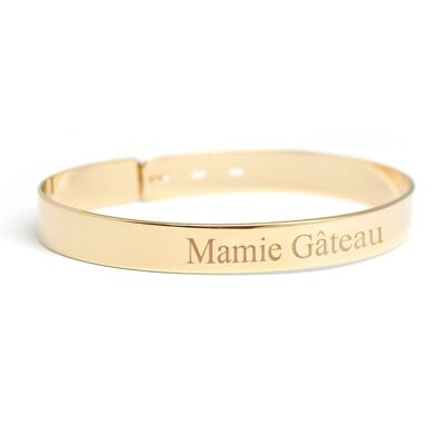 Brazalete ancho de cinta para mujer bañado en oro - grabado MAMIE GÂTEAU