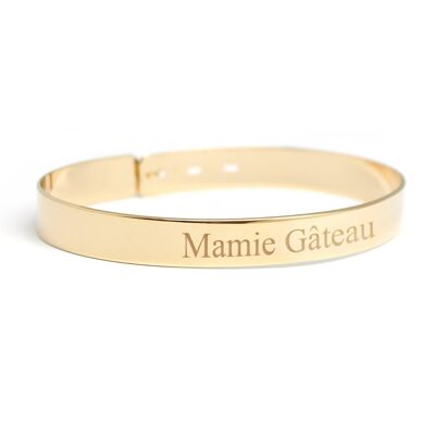 Women's wide gold-plated ribbon bangle - MAMIE GÂTEAU engraving