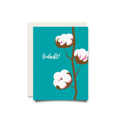 Greeting card Thank you with cotton flower
