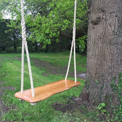 Natural Edged Solid Oak Tree Swing - Double Adult Size