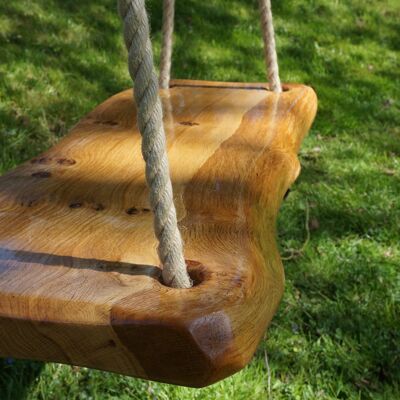 Natural Edged Solid Oak Tree Swing - Adult
