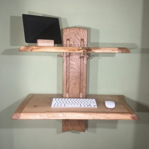 Standing desk, Adjustable, Solid Oak, Wall mounted. (Sue)
