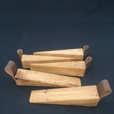 Door Wedges. Solid Oak door wedges with faux leather handle. - Large Door Wedge