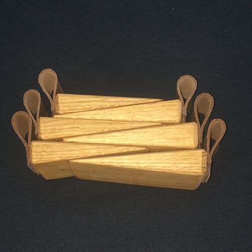 Door Wedges. Solid Oak door wedges with faux leather handle. - Medium Door Wedge