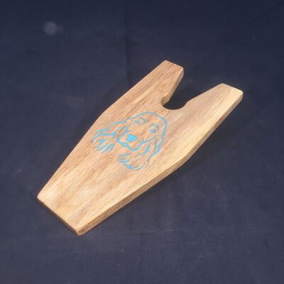 Solid Oak Boot Jack (Resin Filled engraving.) - No black paint - No Gift Wrapped