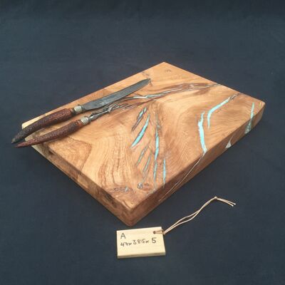 Oak Chopping Board. (Square Edged with resin detailing.)A. 47x38.5x5cm - No Gift Wrapped