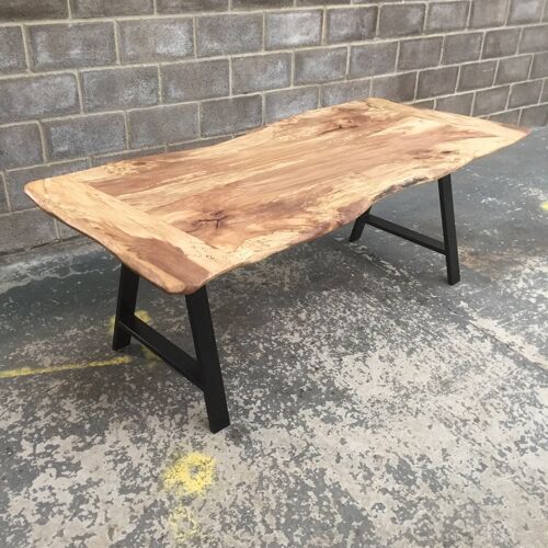 ADAM Solid English Spalted Beech Dining Table, Natural edged. 214x90cm