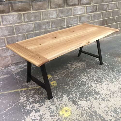 ROSS Solid English Oak Dining Table, Natural edged. 214x90cm
