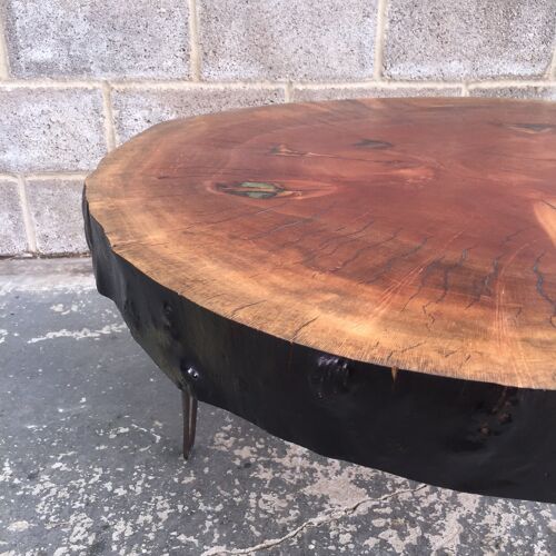 London Plane Round Coffee Table, with metal legs