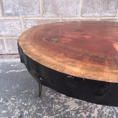 London Plane Round Coffee Table, with metal legs