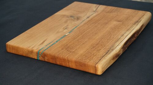 Oak Chopping Board. (Natural Edged with resin detailing.) 58cm x 36cm x 4.5cm - No Gift Wrapped