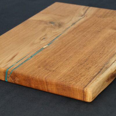 Oak Chopping Board. (Natural Edged with resin detailing.) 58cm x 36cm x 4.5cm - No Gift Wrapped