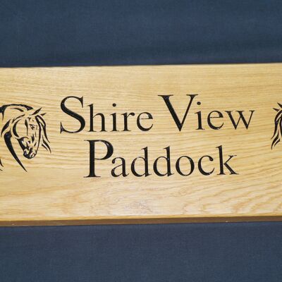 Solid Oak House Name Sign (L 61cm : H 23cm : D 4.5cm.) - No 2nd Side engraved - No Black Paint - No Gift Wrap