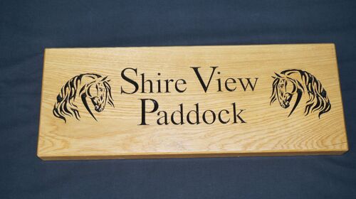 Solid Oak House Name Sign (L 61cm : H 23cm : D 4.5cm.) - No 2nd Side engraved - Yes Black Paint +£15.00 - No Gift Wrap