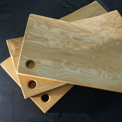 Ash Carving Board. (Natural Edged, with thumb hole.) 37cm x 25-30cm x D 4cm - No Gift Wrapped