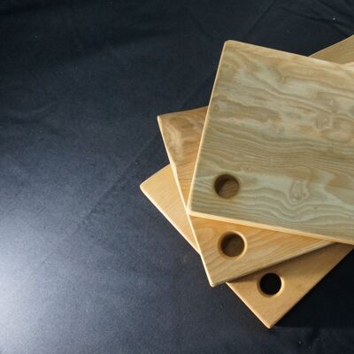 Ash Carving Board. (Natural Edged, with thumb hole.) 37cm x 25-30cm x D 4cm - No Gift Wrapped