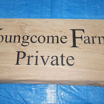 Solid Oak Live Edge House Name Sign (L 75cm : H 30cm : D 4.5cm.) - No 2nd Side engraved - No Black Paint - Yes Gift Wrapped +£10.00