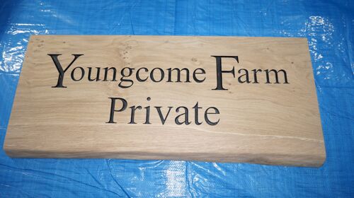 Solid Oak Live Edge House Name Sign (L 75cm : H 30cm : D 4.5cm.) - No 2nd Side engraved - Yes Black Paint +£15.00 - Yes Gift Wrapped +£10.00