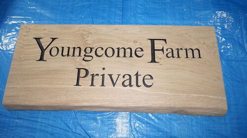 Solid Oak Live Edge House Name Sign (L 75cm : H 30cm : D 4.5cm.) - Yes 2nd Side engraved +£30.00 - No Black Paint - No Gift Wrap