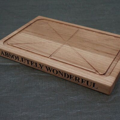 Sunday Roast Carving Board (With Juice Channels) 45cm x 30cm x 4cm - No 2nd Side Engraved - No black paint - Yes Gift Wrapped (+£5)