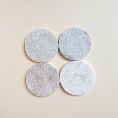 Etched Marble Coaster Set, Set of 4