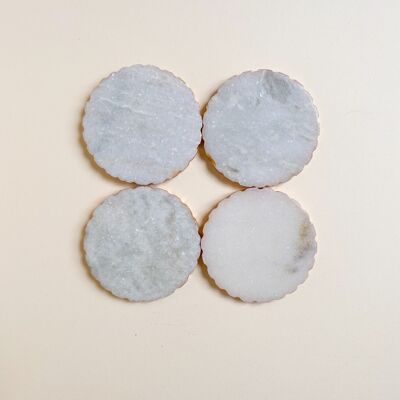 Marble Round Coaster Set with Gold Paint, Set of 4