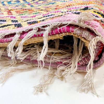 Chindi Dhurrie Design Recycled Polyester Rug with Tassels