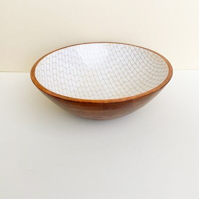 Bowl in wood and printed enamel Large